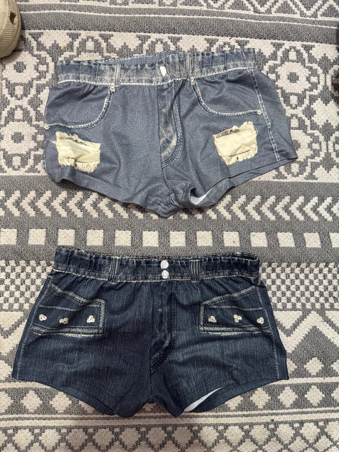 Two Pairs of Faux Denim Shorts for Women