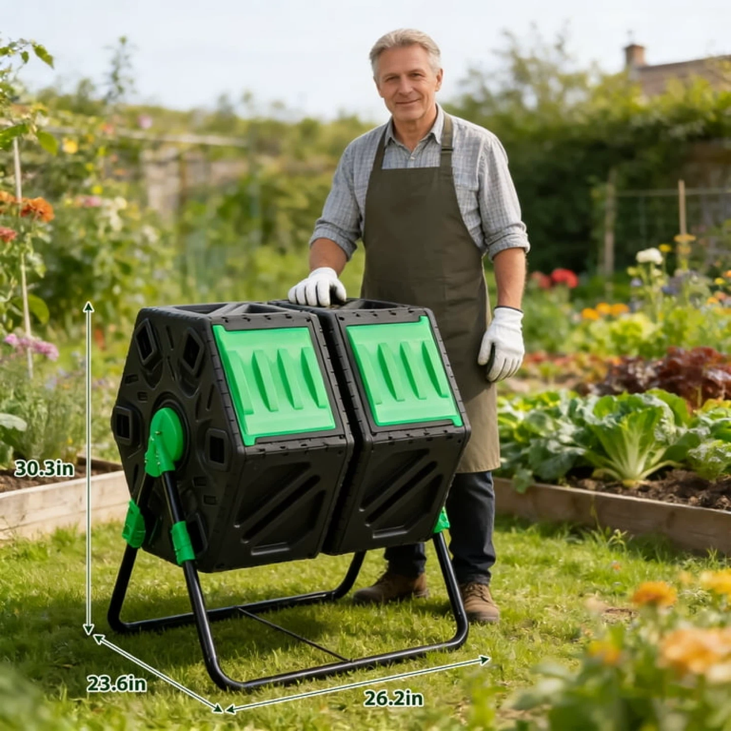 🔥 Brand NEW 37-Gallon Dual Chamber Compost Bin Tumbler - photo 5