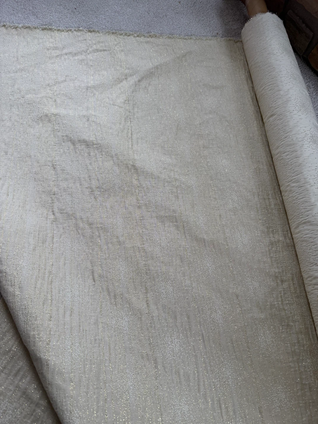 Sparkly Cream Fabric , 56 inches wide