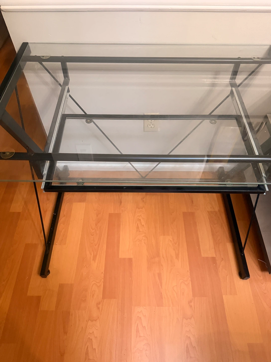 Glass Top Desk with Black Metal Frame - photo 2
