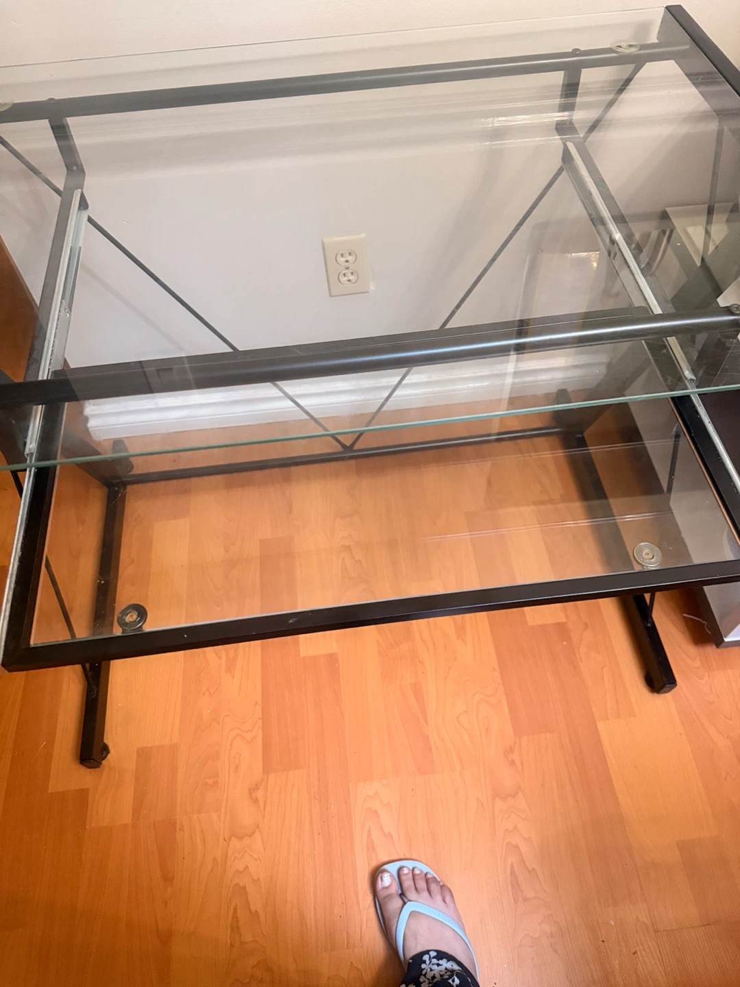 Glass Top Desk with Black Metal Frame - photo 3