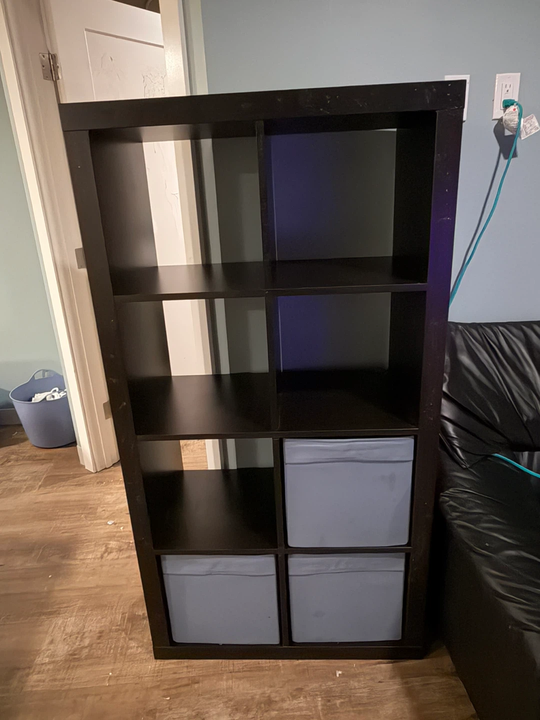 IKEA kallax shelf with 3 bins
