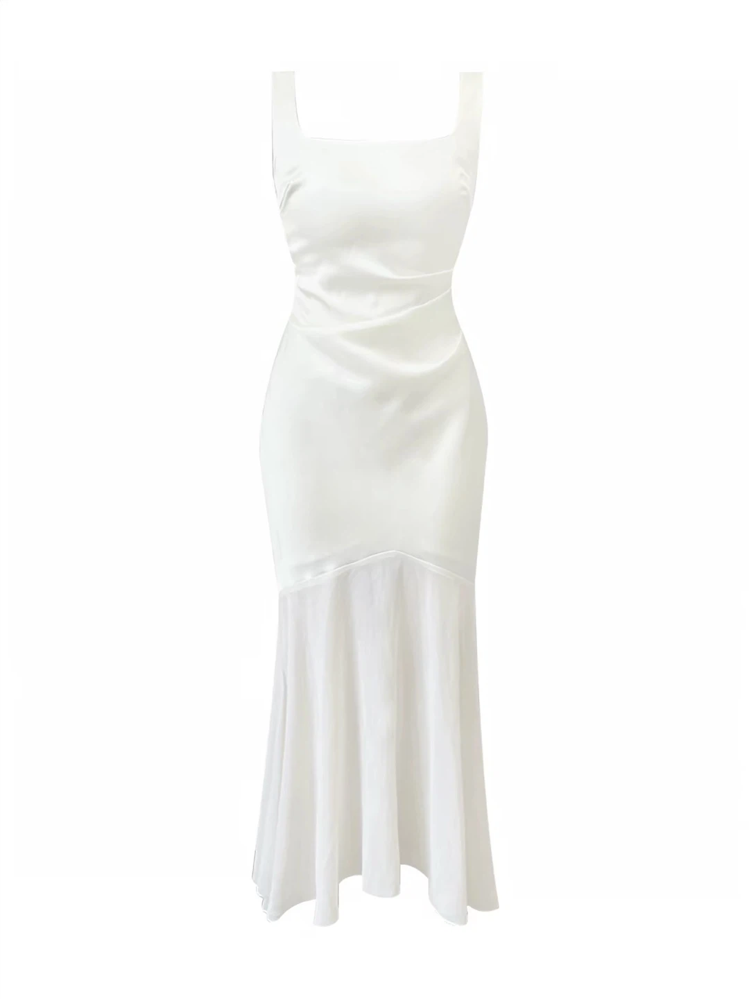 Cream Ruched Asymmetrical Dress - S/M
