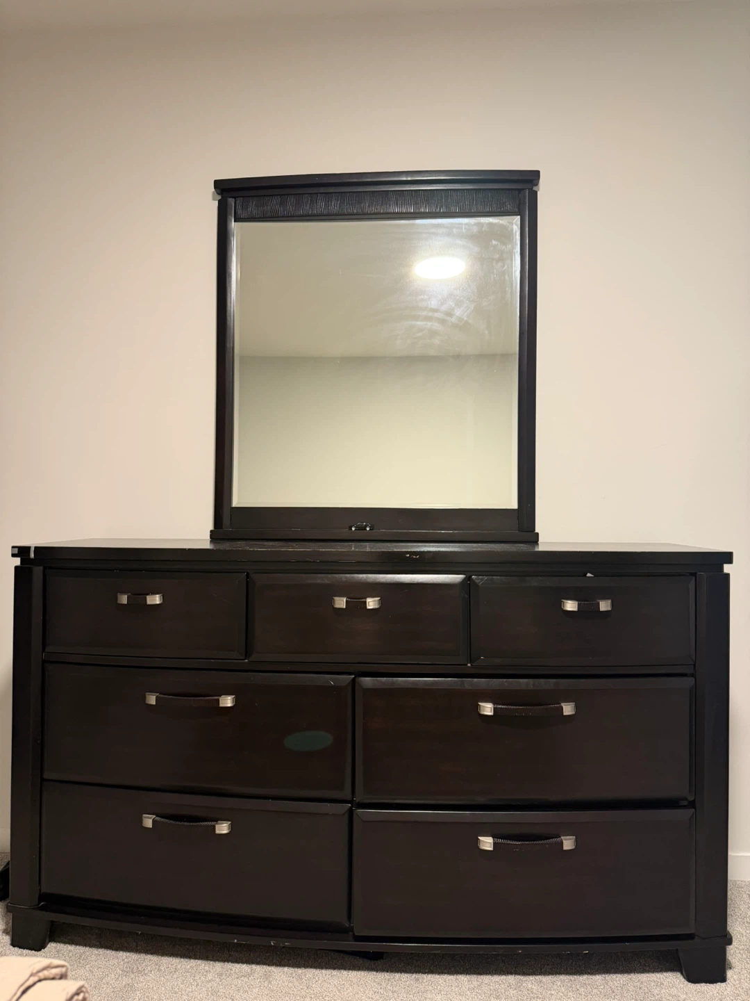 Dark Brown Dresser with Mirror and Nightstand Set