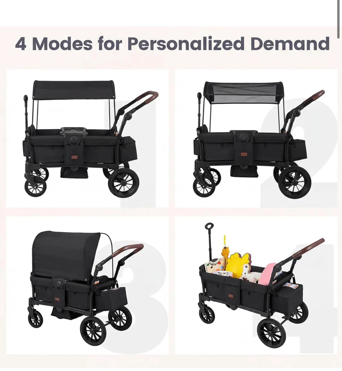 Black All-Terrain Wagon with Canopy and Storage - photo 3