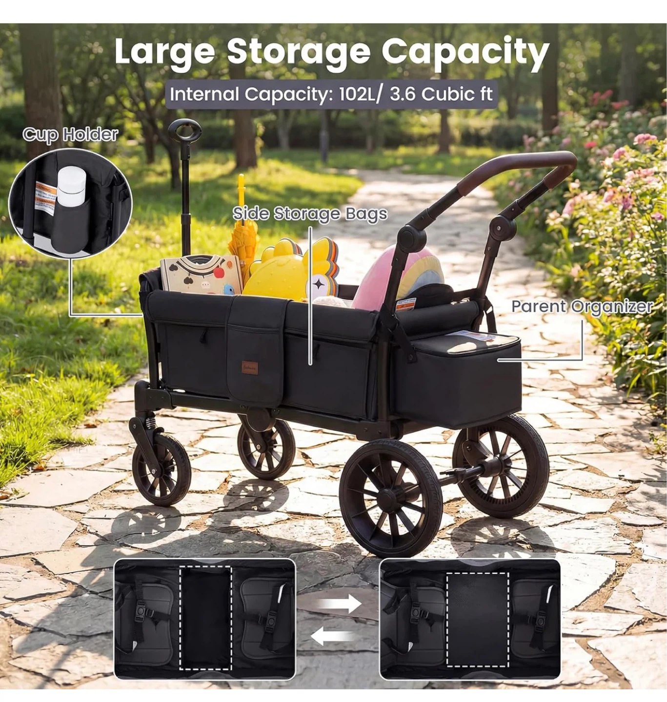 Black All-Terrain Wagon with Canopy and Storage - photo 5