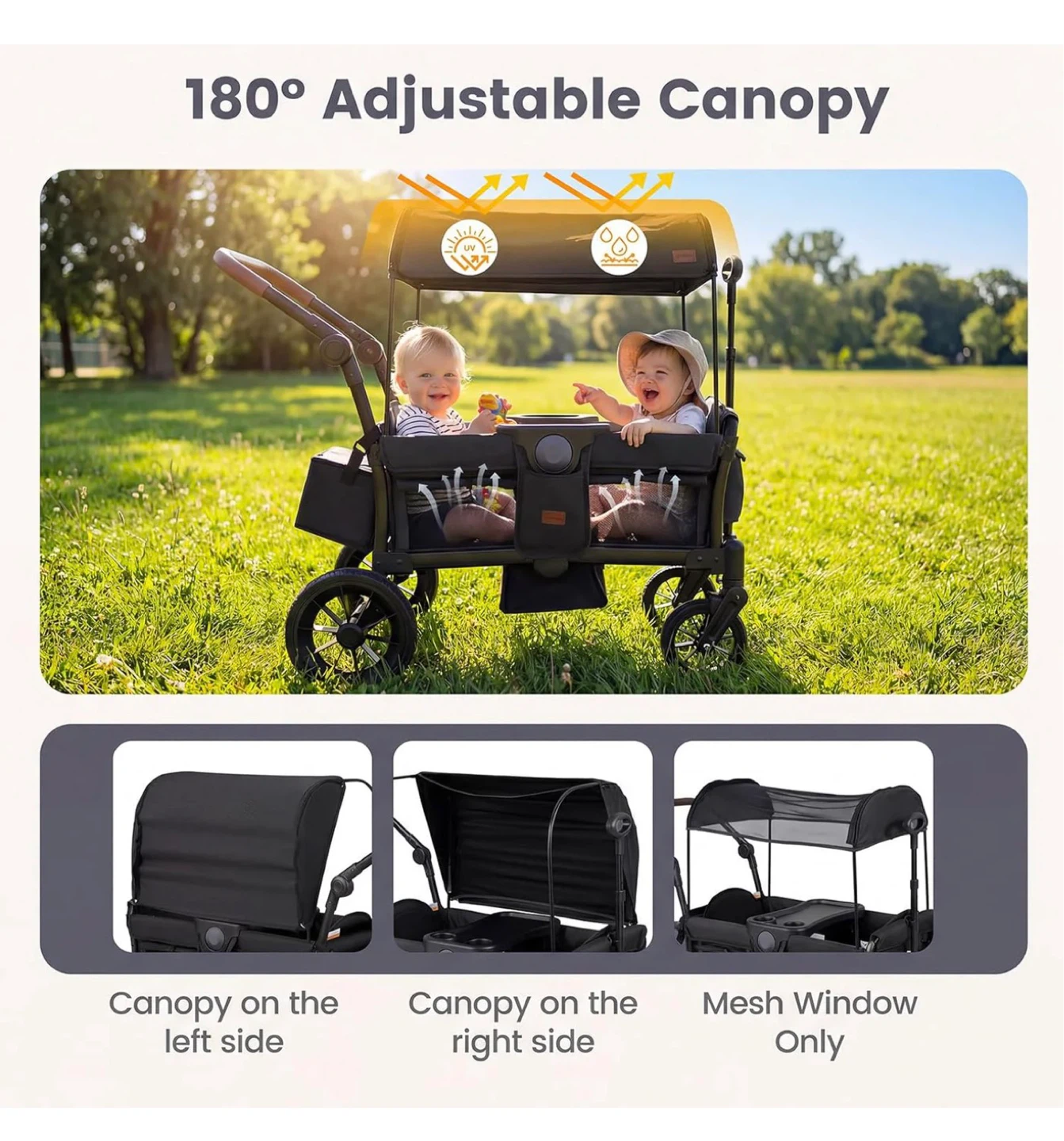 Black All-Terrain Wagon with Canopy and Storage - photo 4