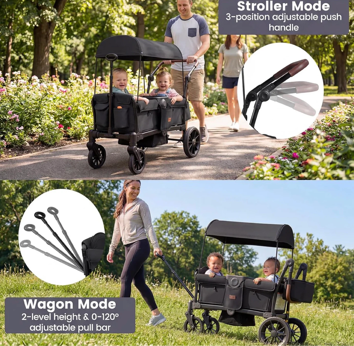 Black All-Terrain Wagon with Canopy and Storage - photo 2