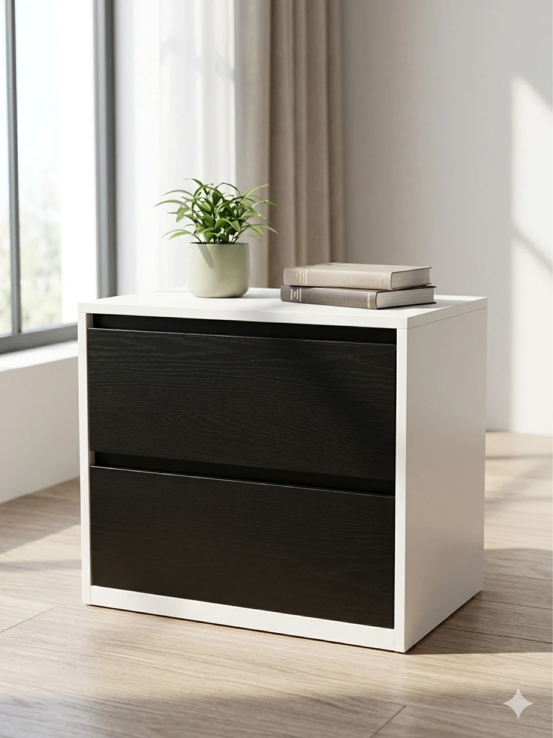 White and Black 2 Nightstand and drawer - photo 2