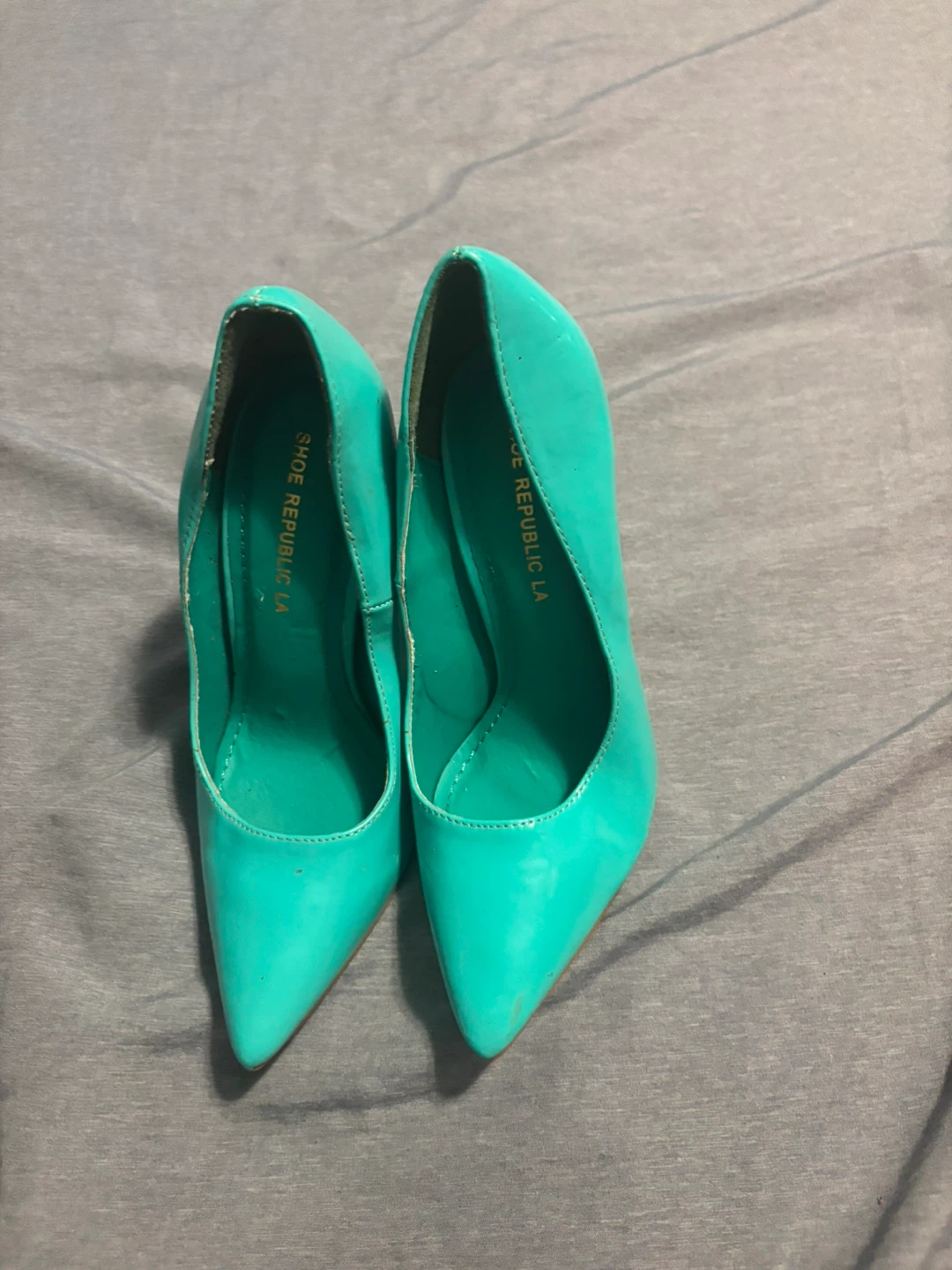 Shoe Republic LA Teal Stilettos - Size 6.5