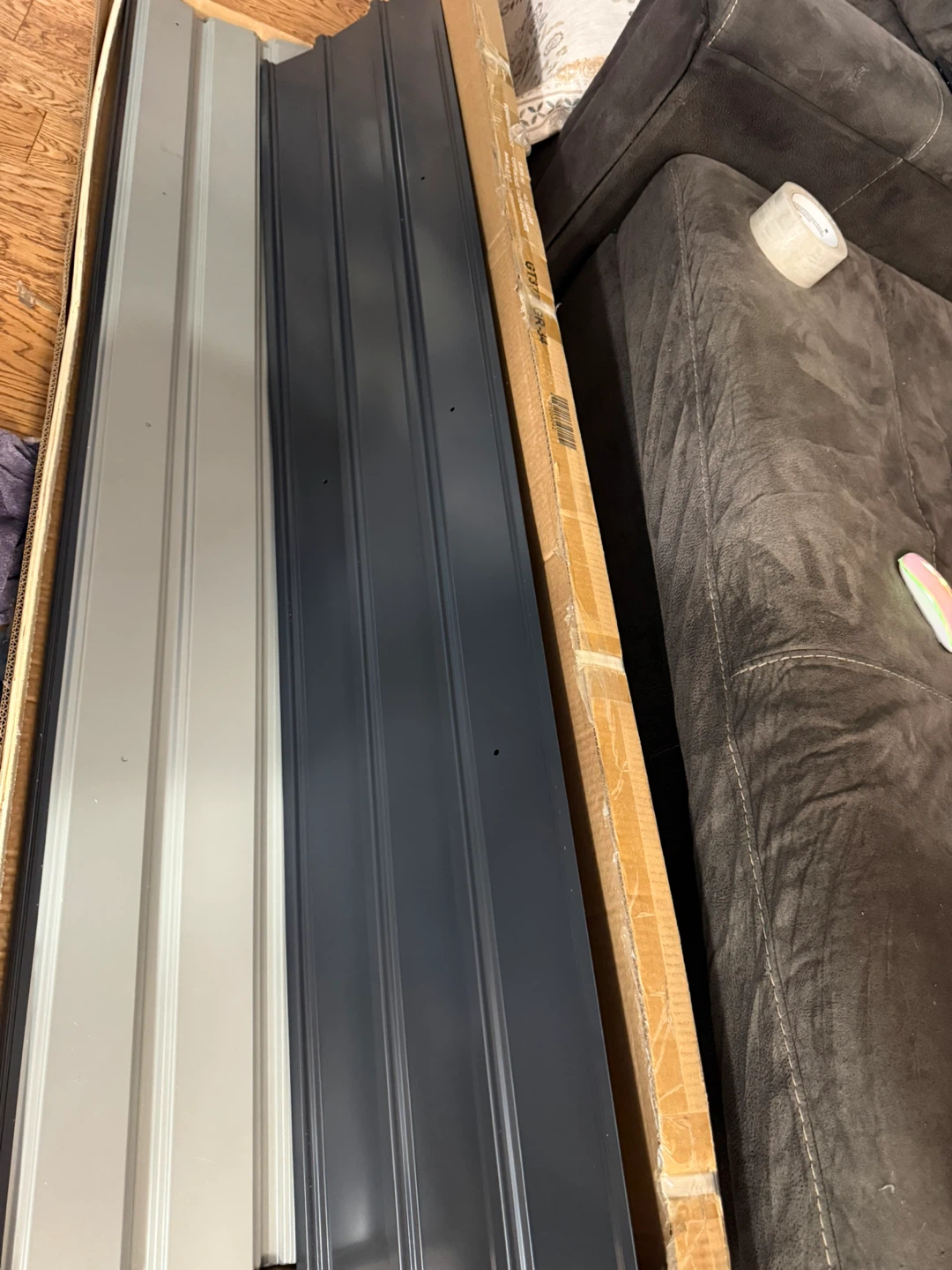 16 Dark Grey & Tan Metal Siding Panels