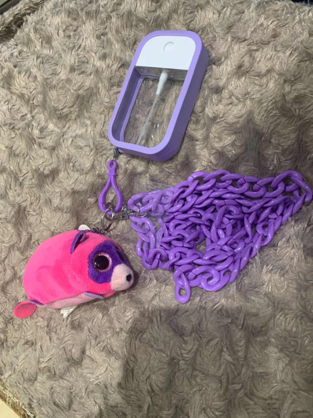 Refillable Spray Bottle Keychain with TY Plush Charm