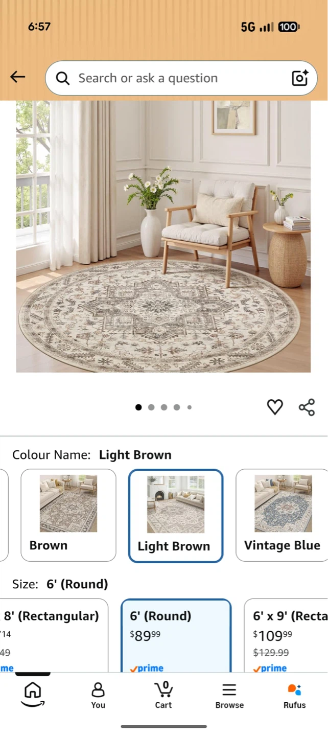 Round Area Rug - Light Brown - photo 2