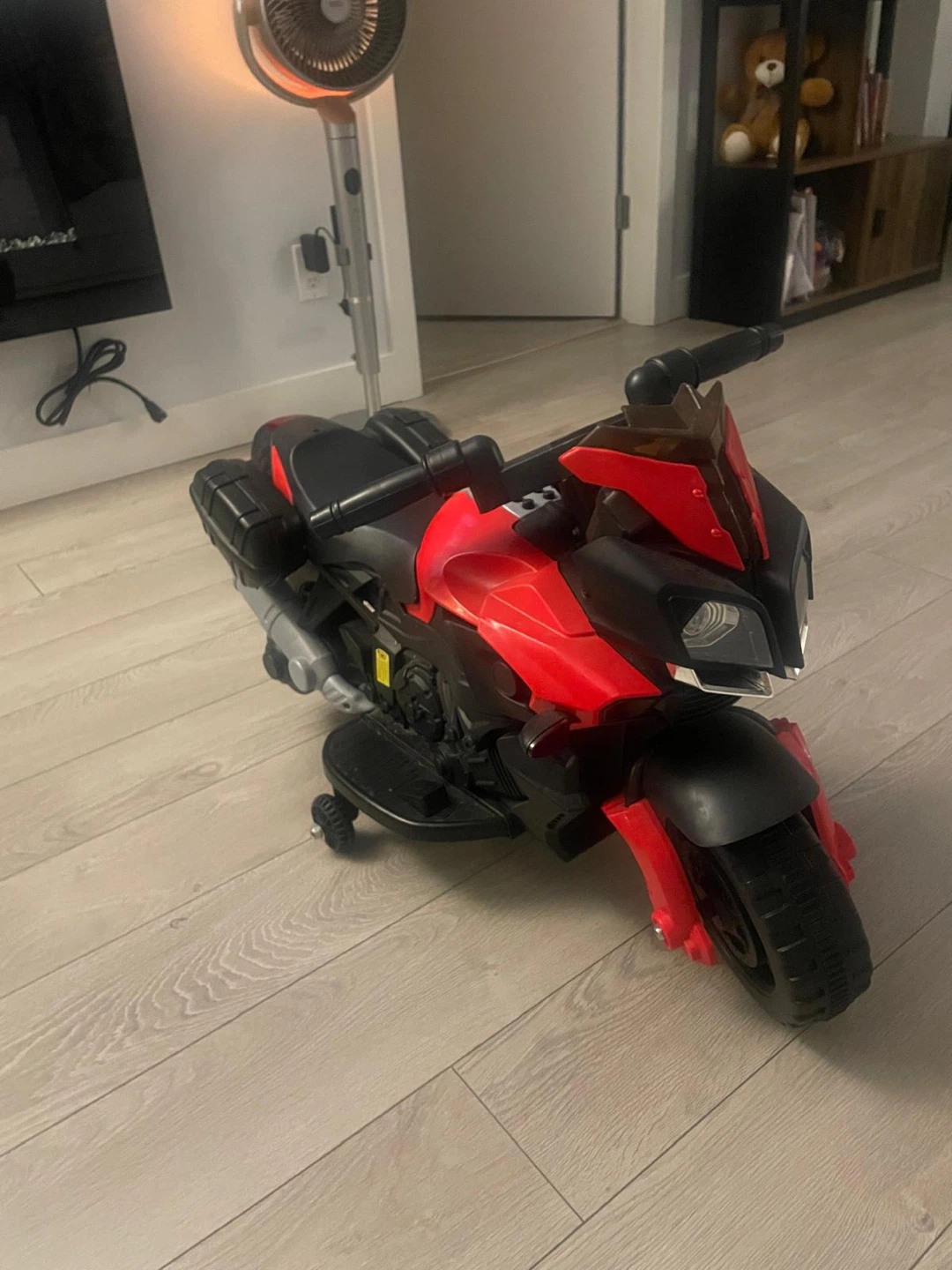 Red and Black Ride-On Motorcycle Toy