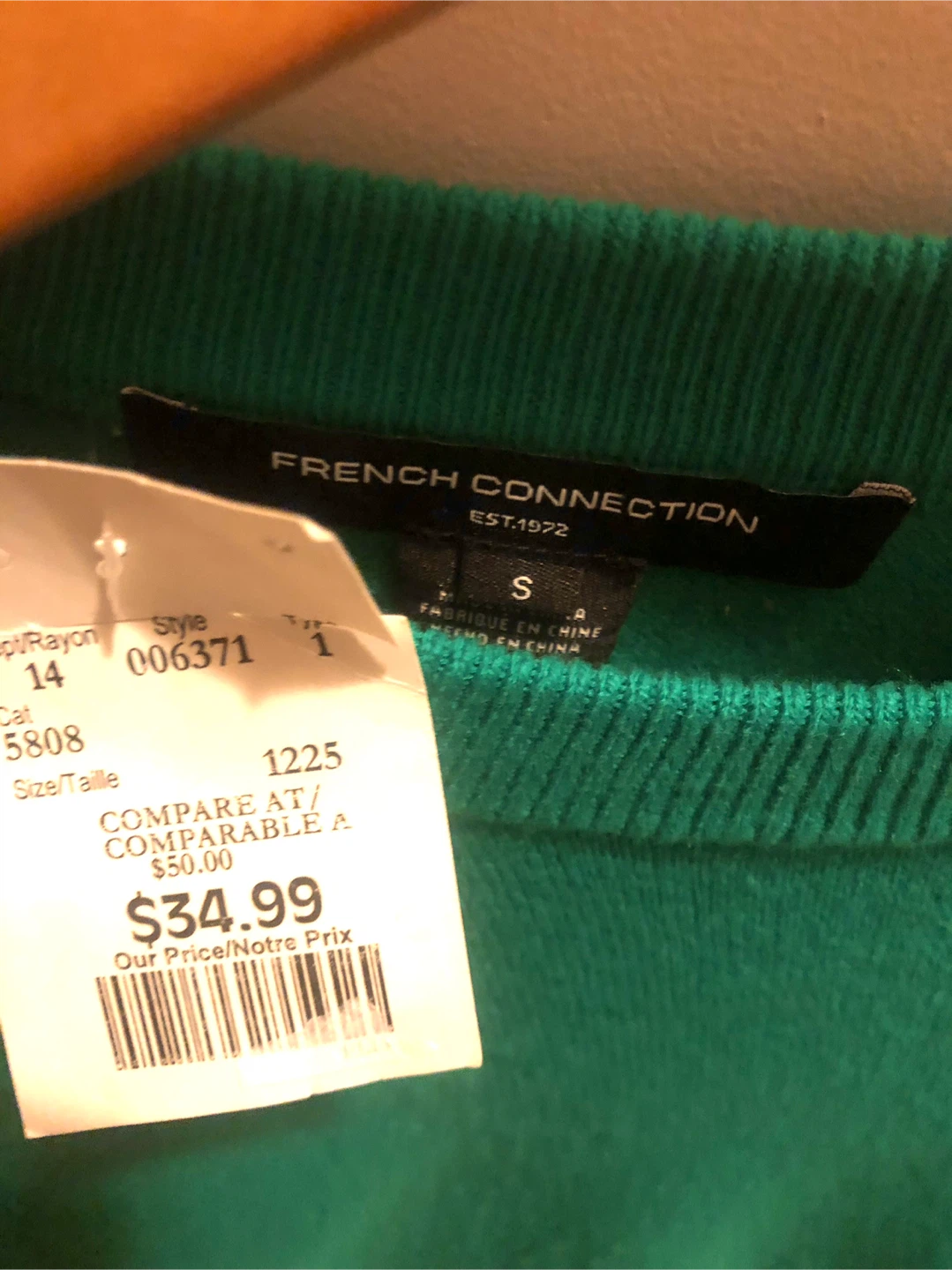 NEW French Connection Green Short Sleeve Sweater - photo 2