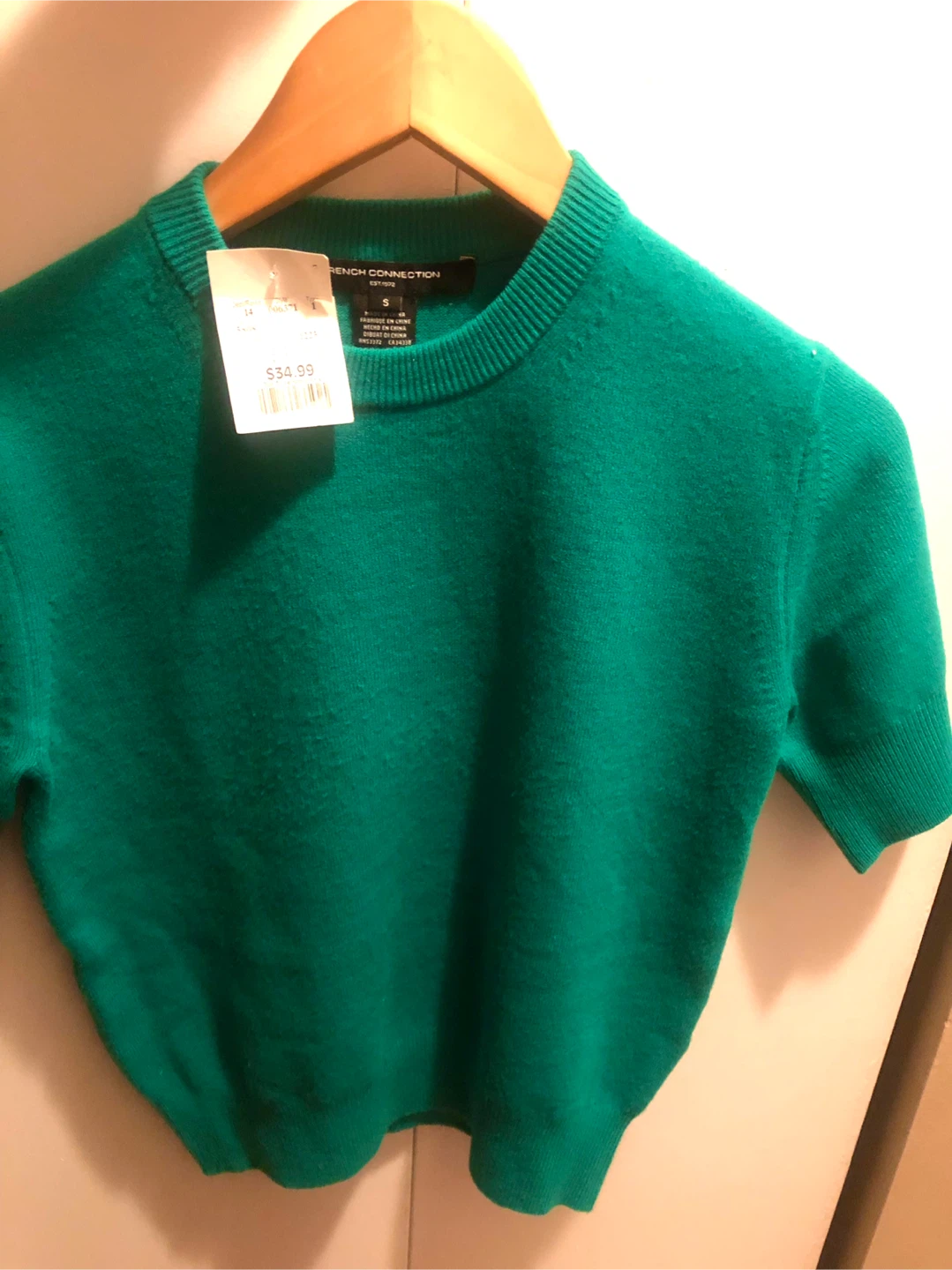 NEW French Connection Green Short Sleeve Sweater