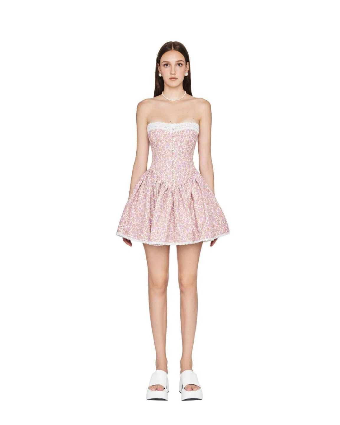 Pink Floral Corset Strapless Mini Dress - photo 2