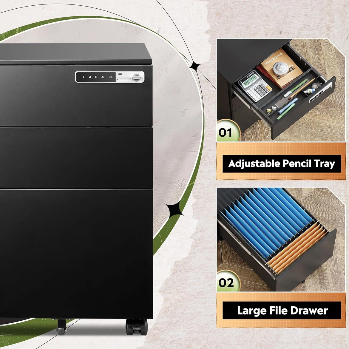 Locker-Drawer Rolling File Cabinet - photo 4