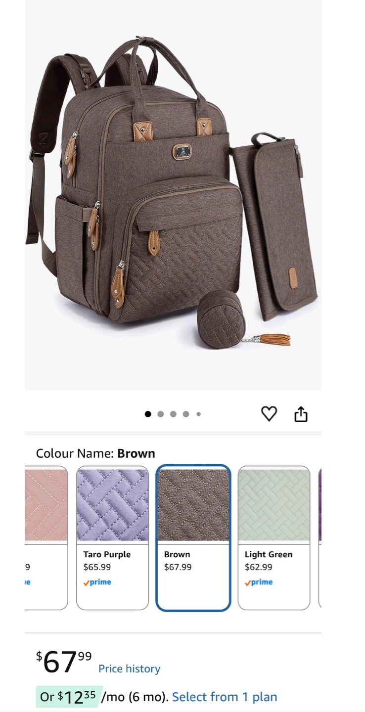 Brown Diaper Bag Backpack with Changing Pad