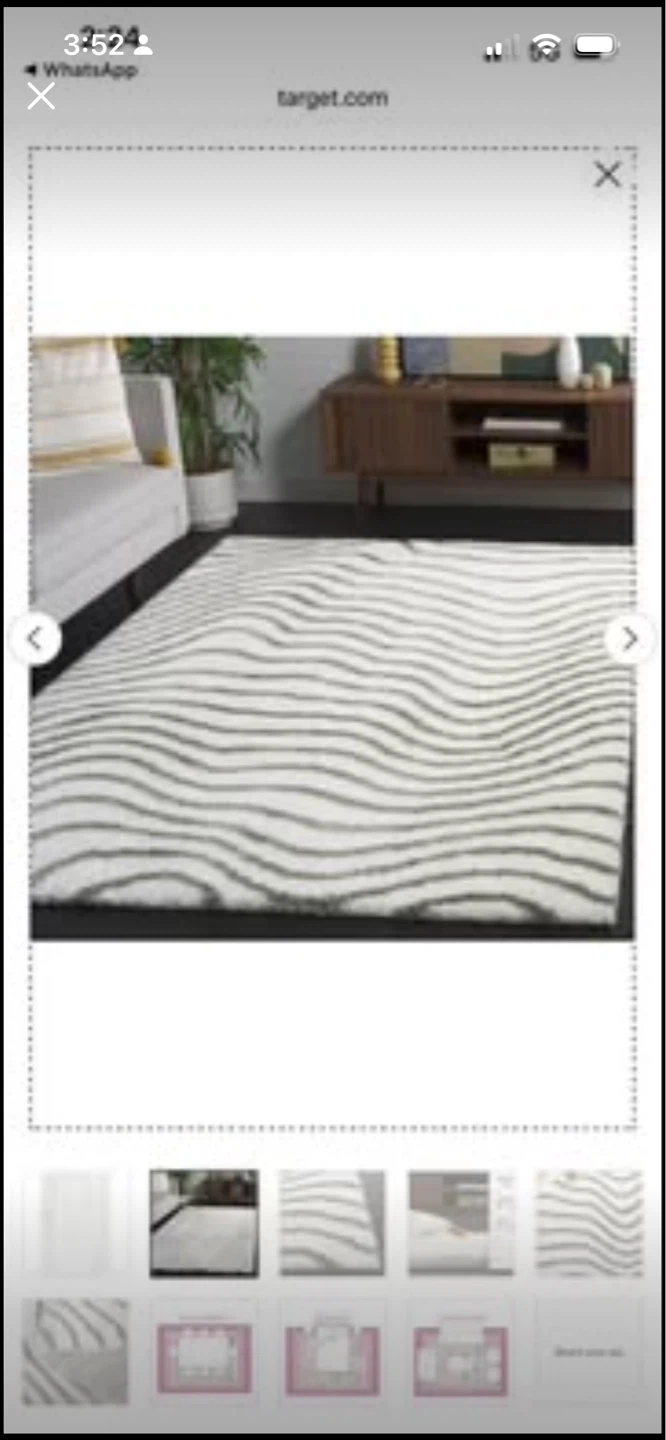 New White and Green Striped Shag Rug 8’x10’