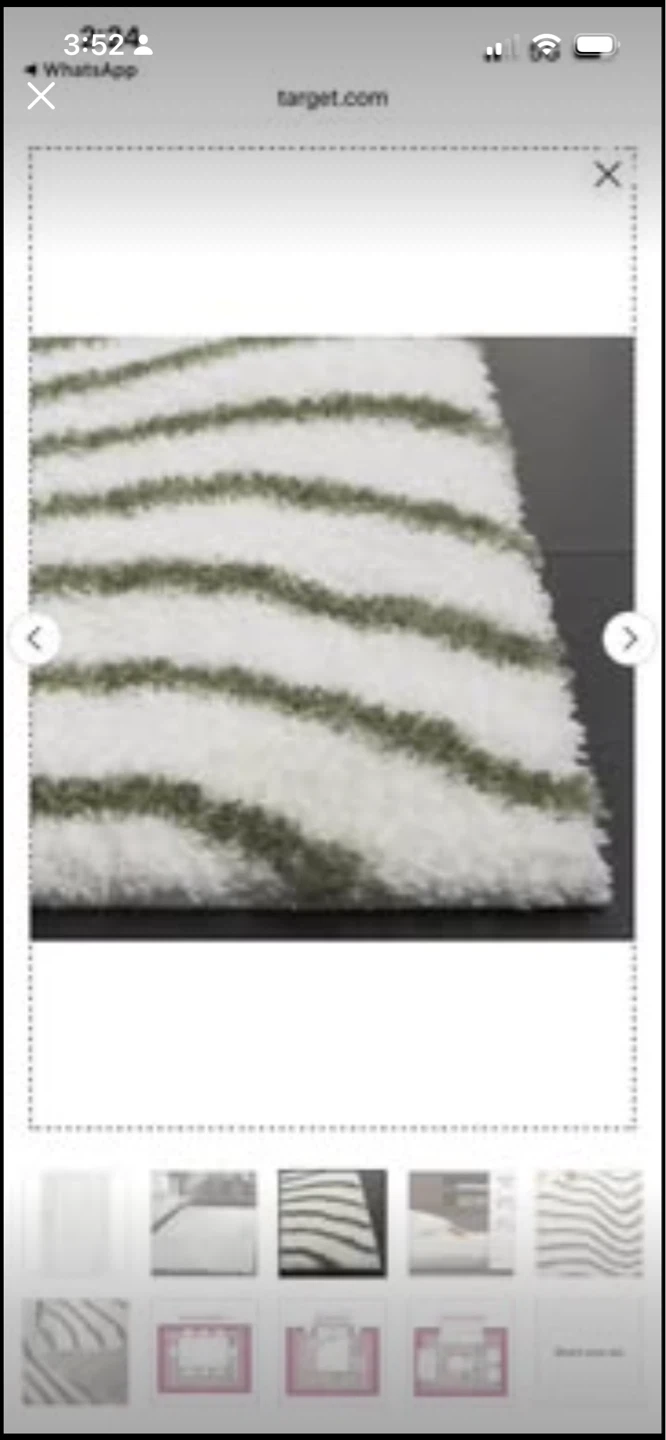 New White and Green Striped Shag Rug 8’x10’ - photo 3