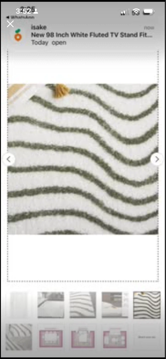 New White and Green Striped Plush Area Rug - photo 5