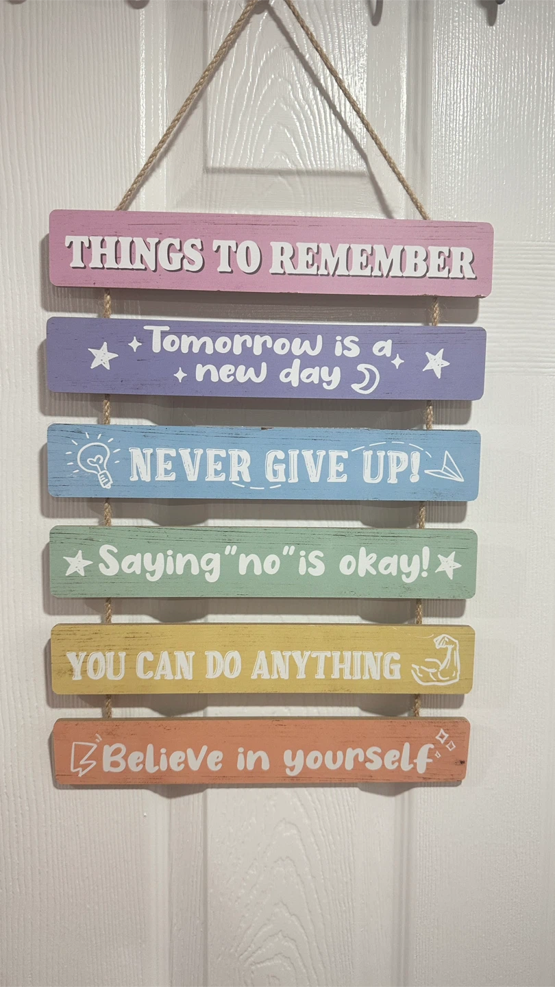 Wooden Hanging Sign with Motivational Quotes