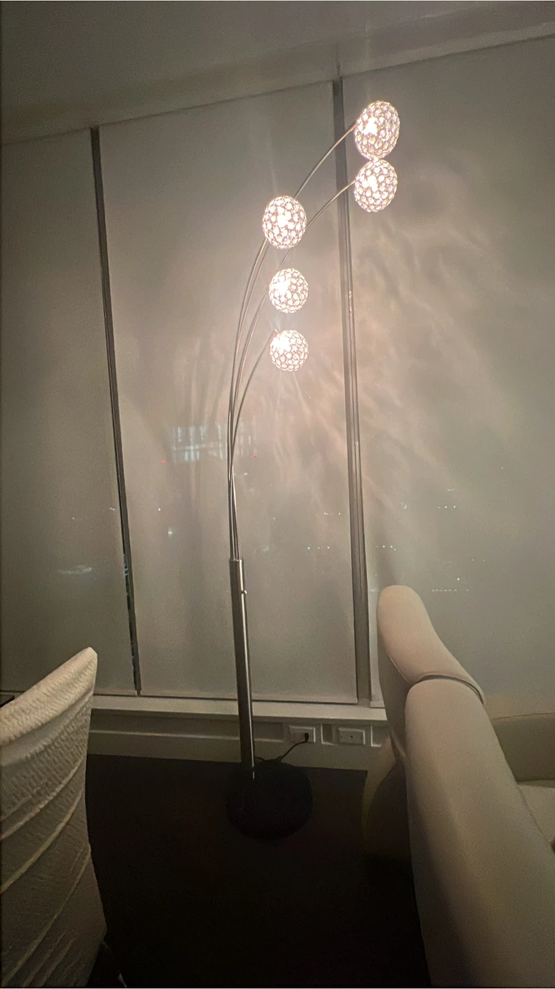Artiva Handcrafted Crystal Arched Floor Lamp With Marble Base