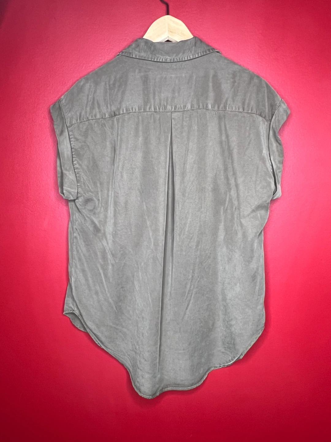 ‘Velvet Heart’ TENCEL- Olive, Lace-Up Shirt - Size M - photo 5