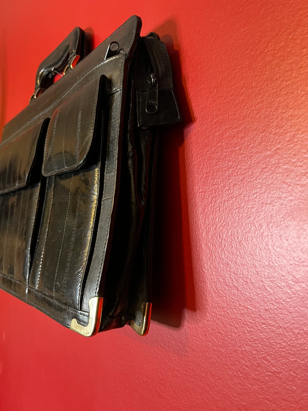 Black Eel Skin with bronze corner embellishments Briefcase