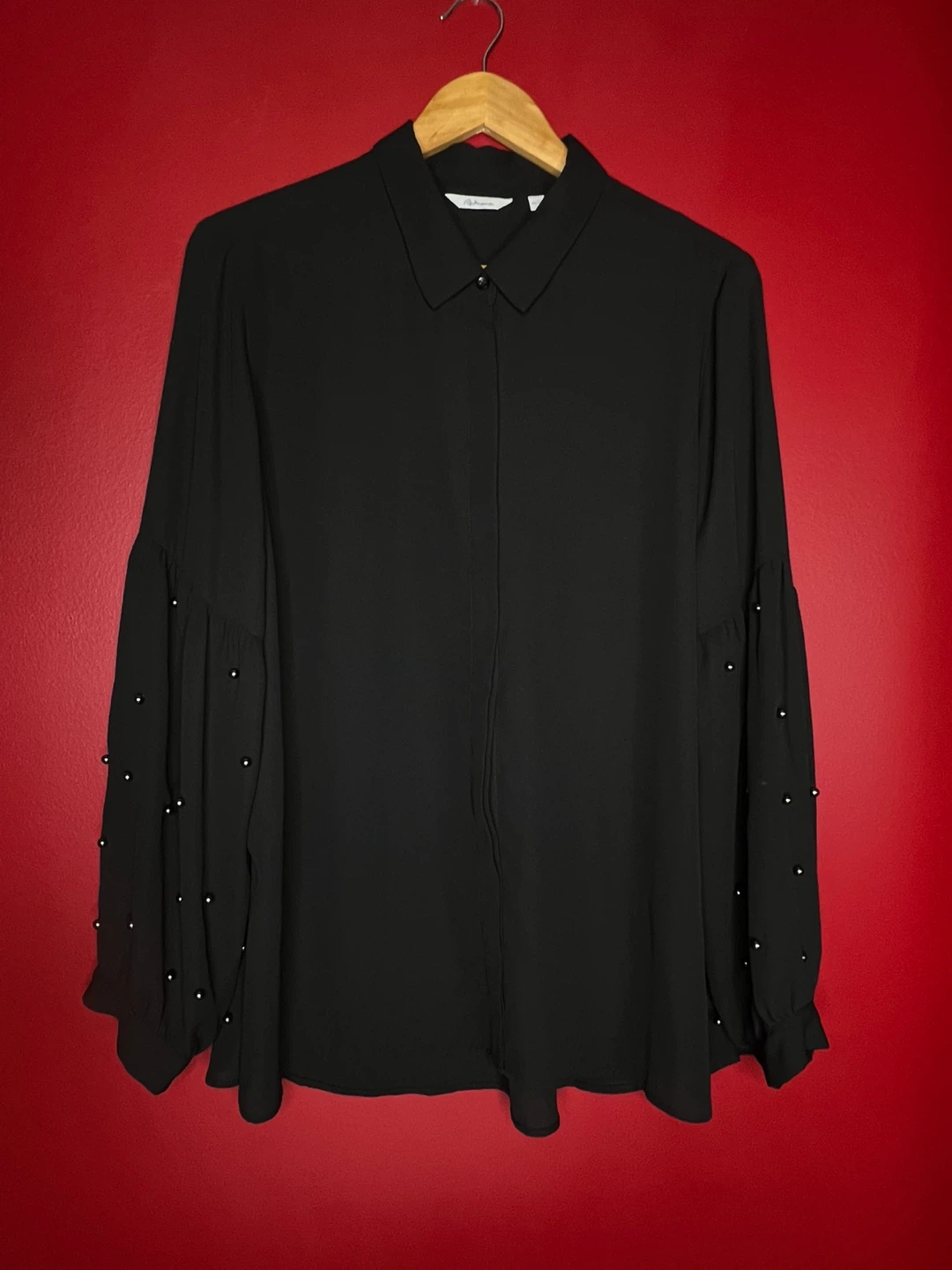 Balloon sleeves blouse with metal bead Embellished - photo 2