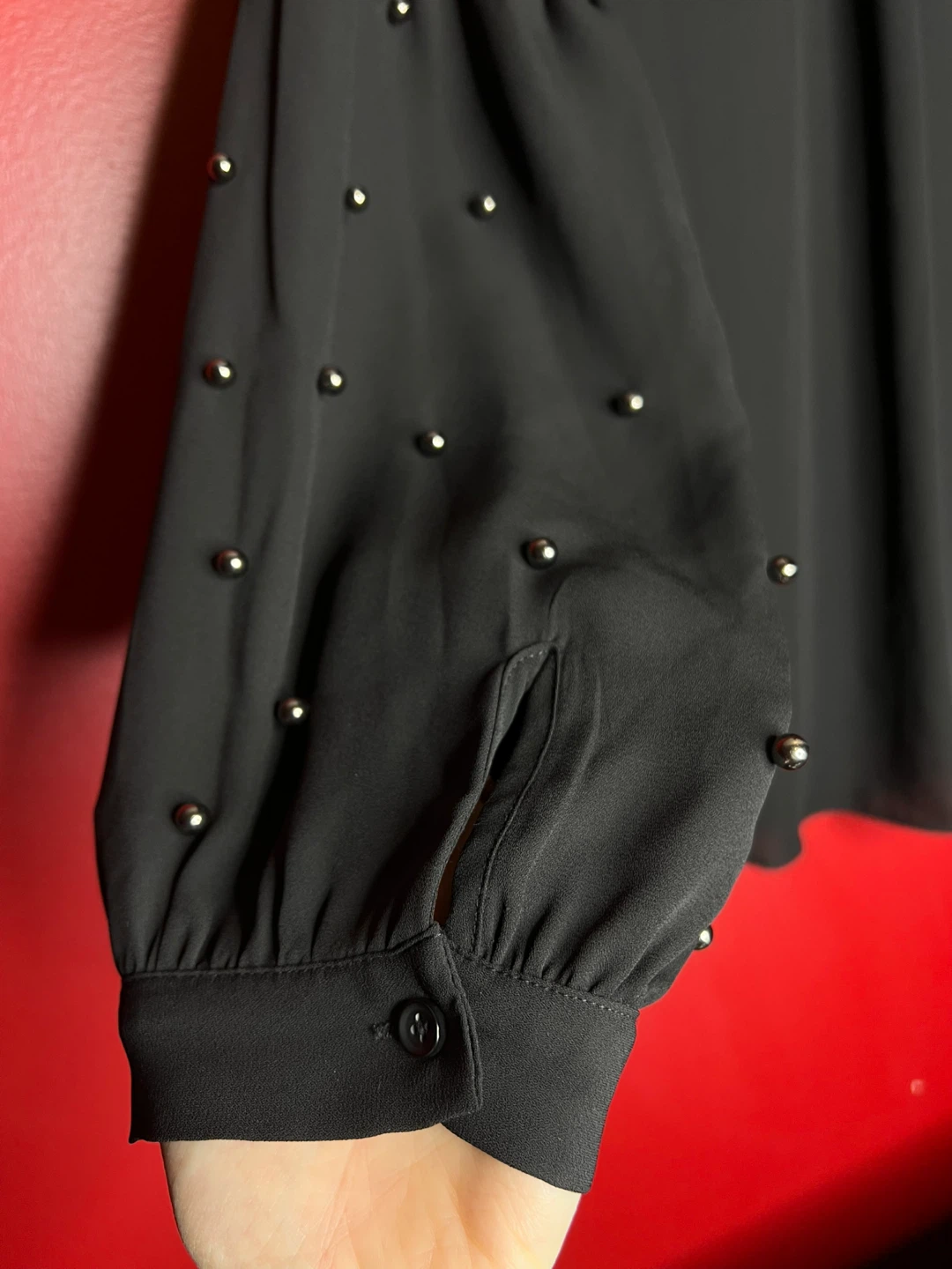 Balloon sleeves blouse with metal bead Embellished - photo 4