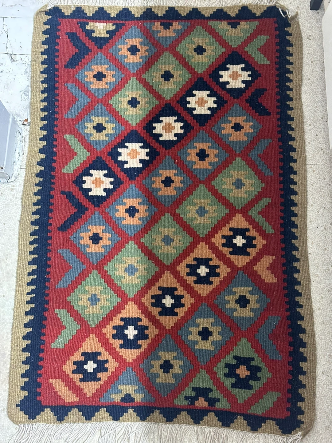 36"x25" Afghan Soumak Kilim Wool Tribal Rug
