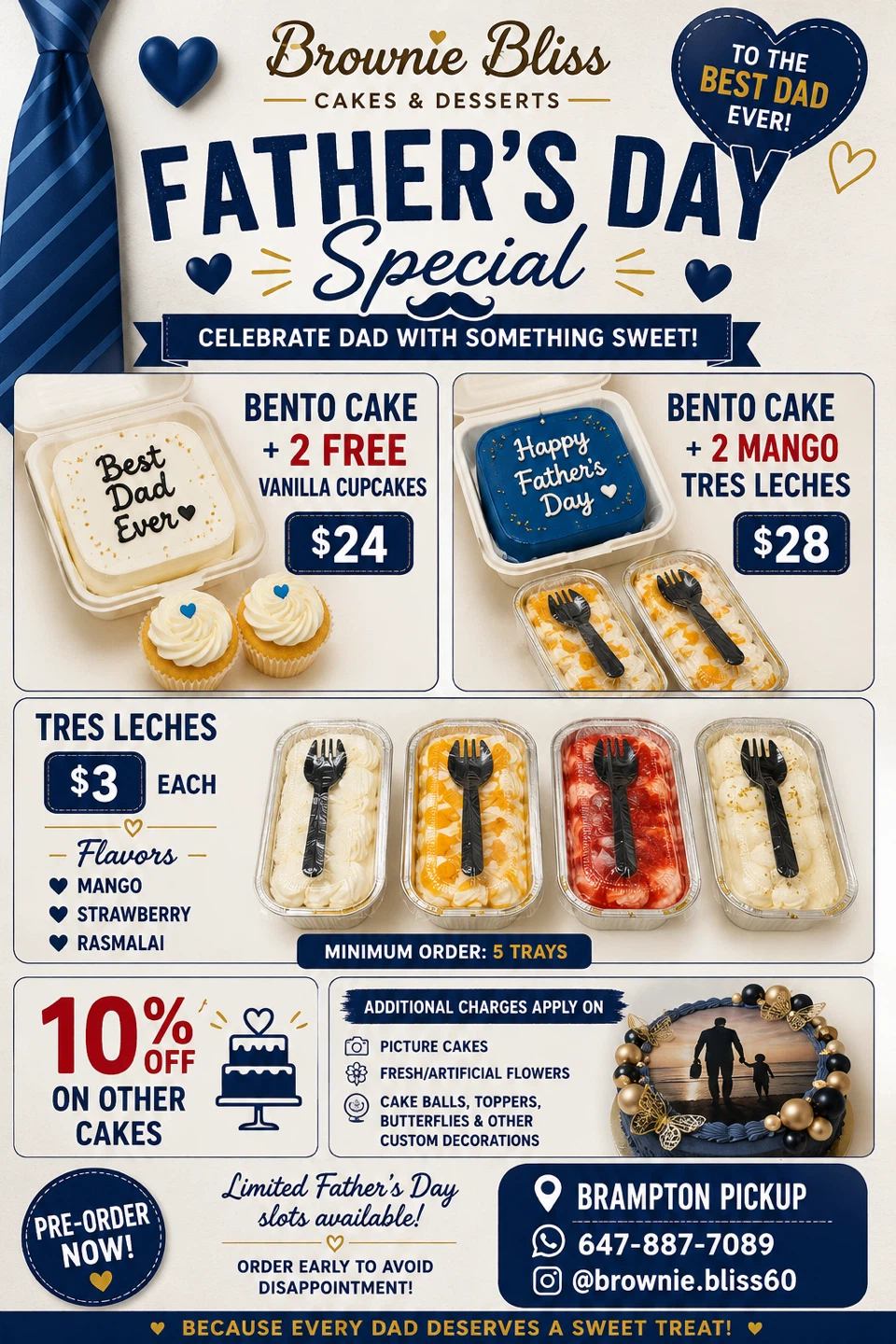 Brownie Bliss Father's Day Bento Cake & Tres Leches