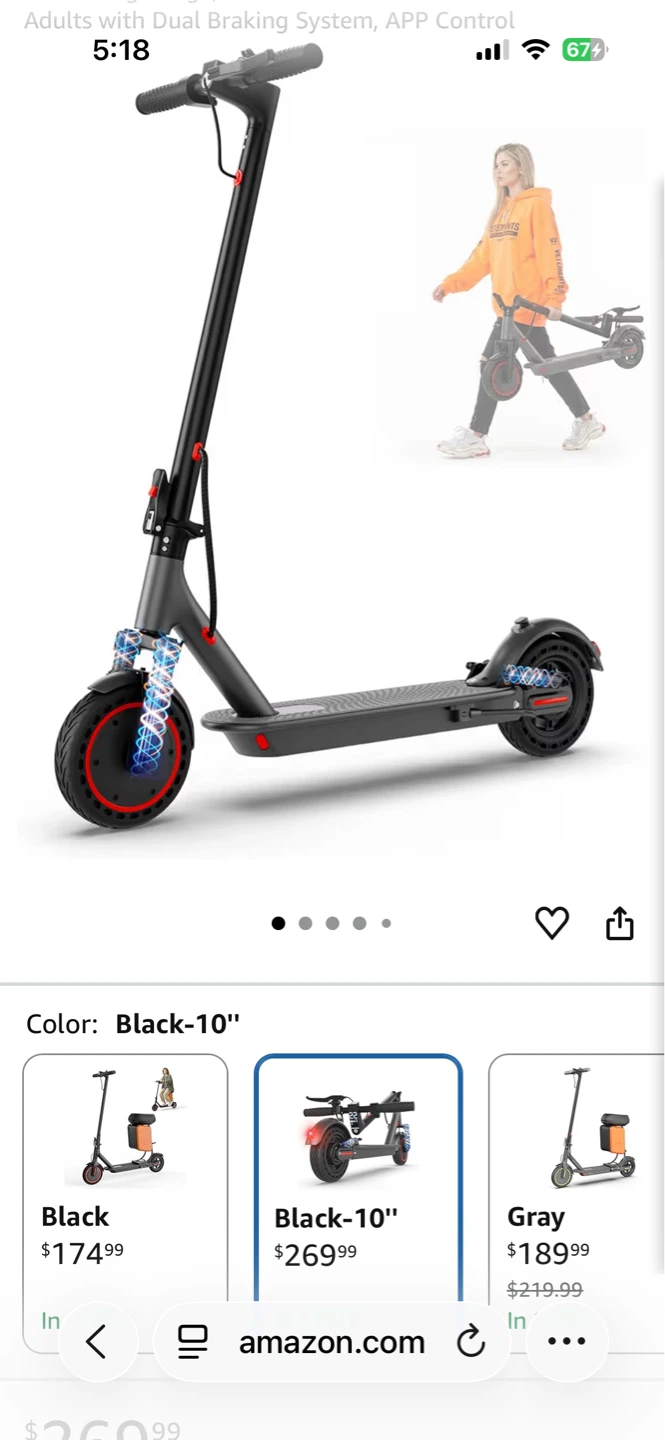 Adult Electric Scooter - 500W Motor, 22 MPH Max Speed