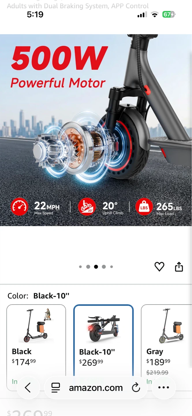 Adult Electric Scooter - 500W Motor, 22 MPH Max Speed - photo 2