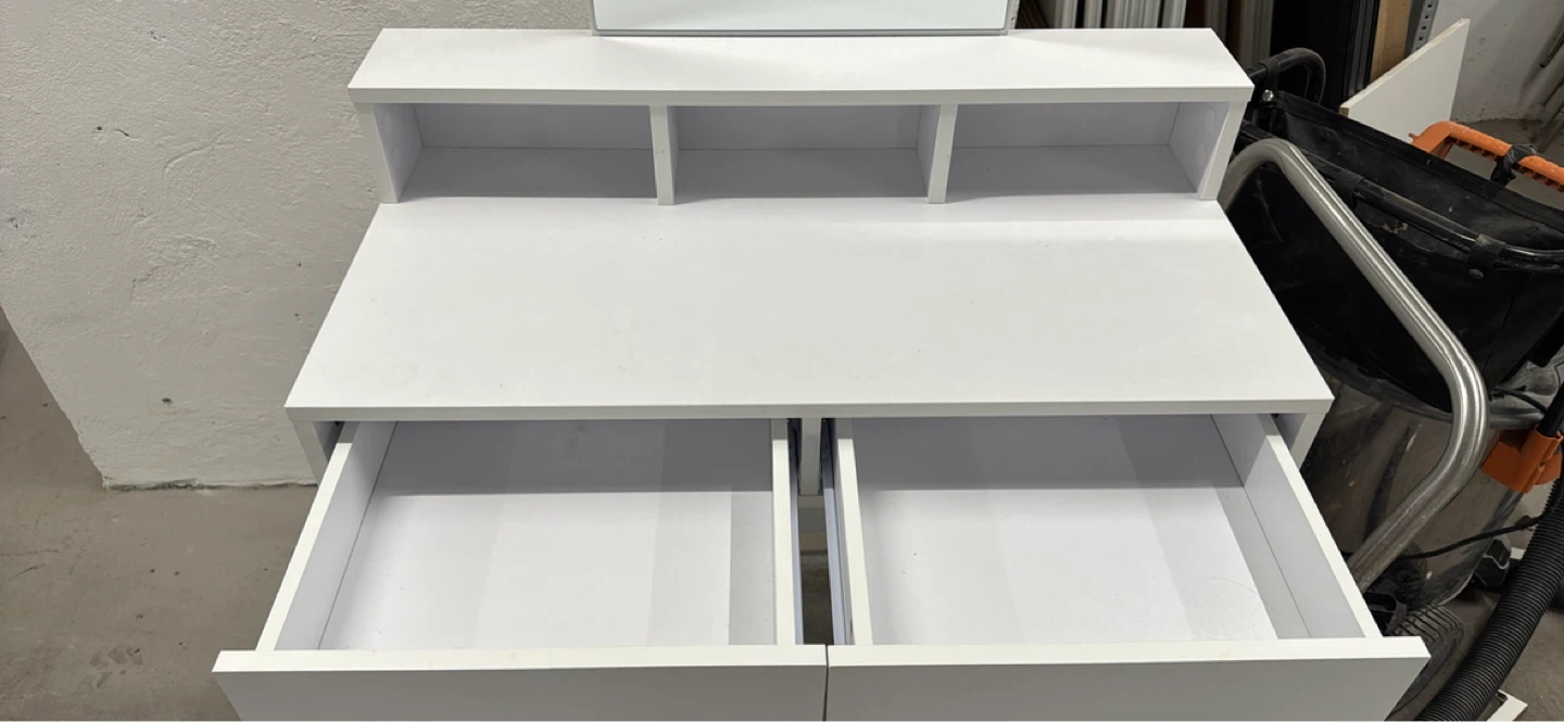 White Vanity Desk with Mirror - photo 2