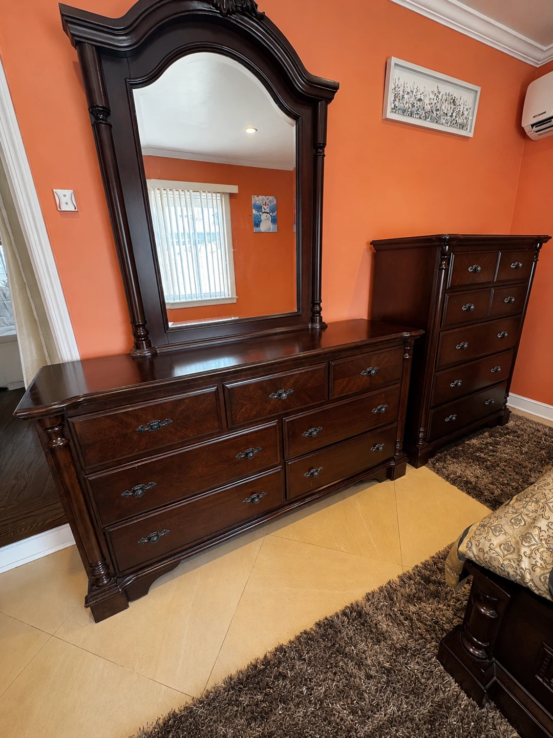 Dark Wood Bedroom Furniture Set - Dresser, Nightstand, Chest - photo 2