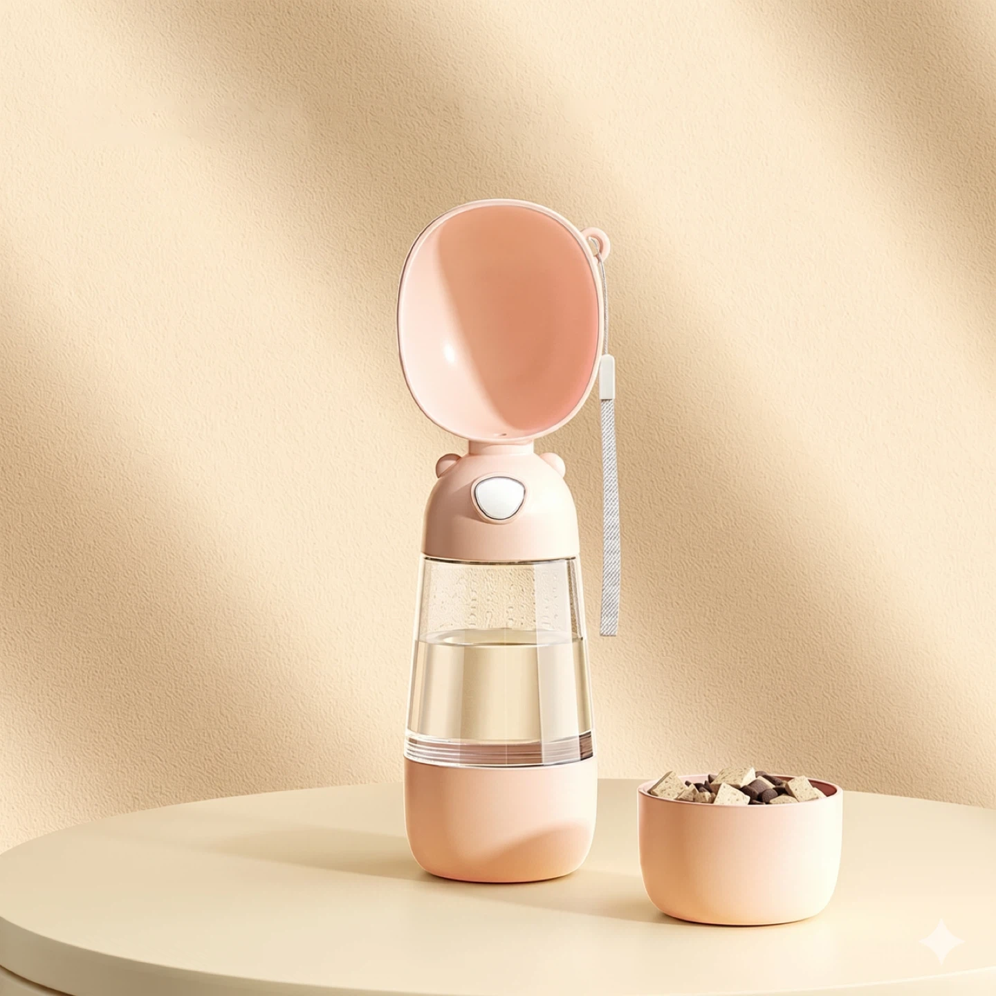 2-in-1 Pet Water Bottle and Food Dispenser Pink