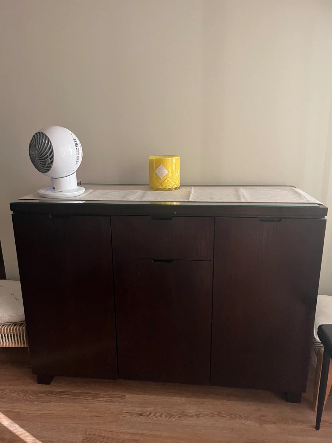 Dark Brown Buffet/Sideboard with Glass Top
