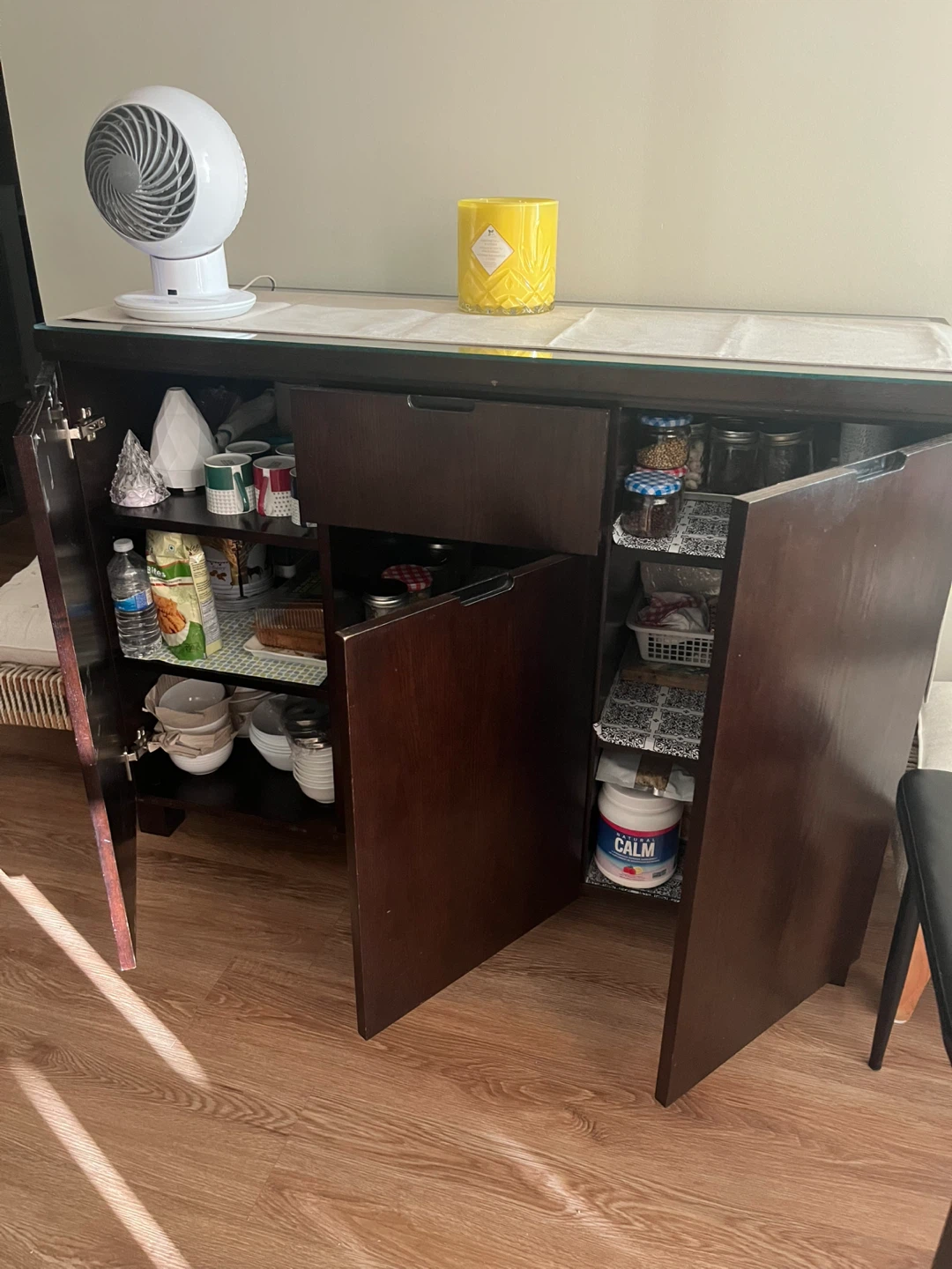 Dark Brown Buffet/Sideboard with Glass Top - photo 2