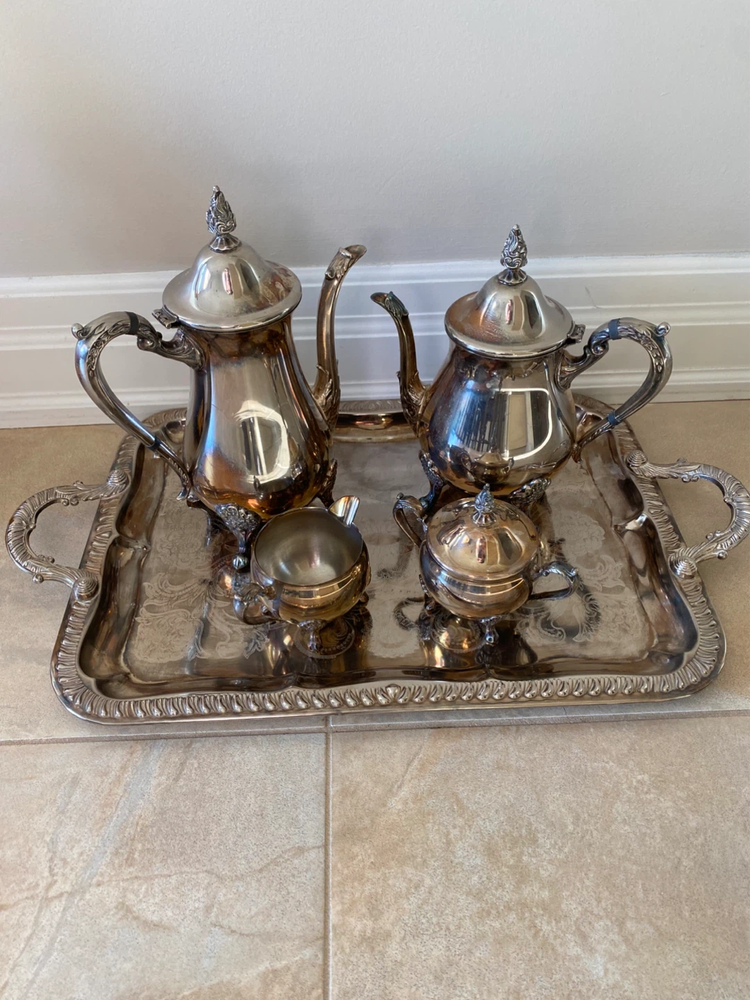 Silver Plated Coffee/Tea Set & Tray
