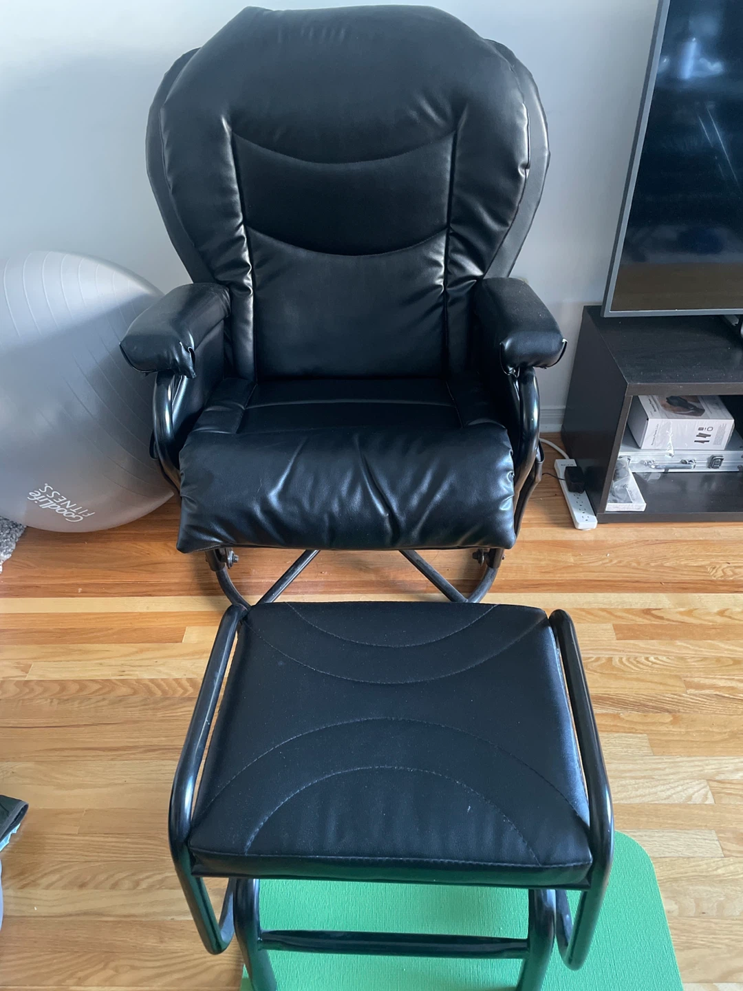 Black Glider Chair and Ottoman Set