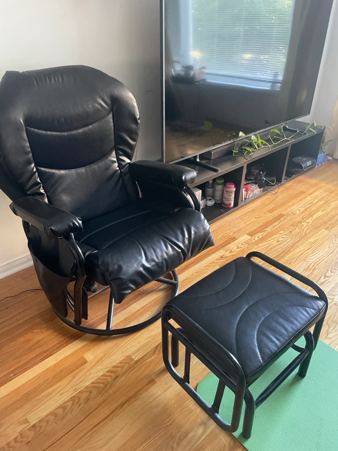 Black Glider Chair and Ottoman Set - photo 2