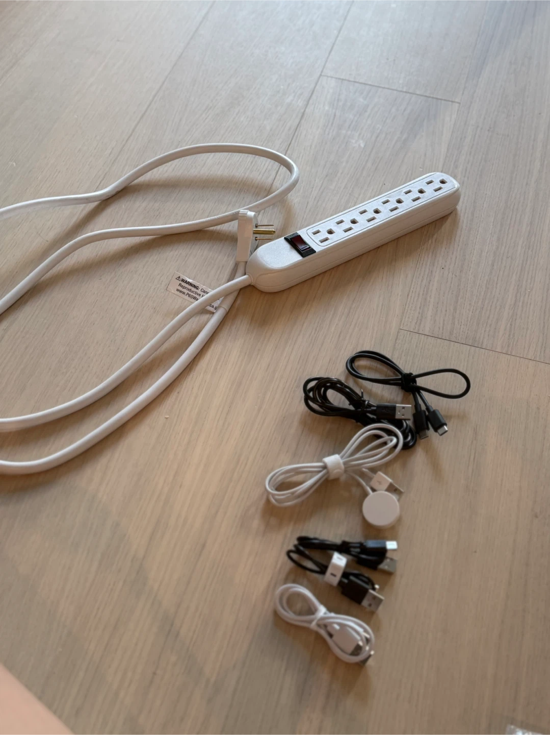 White 6-Outlet Power Strip with 5ft Cord