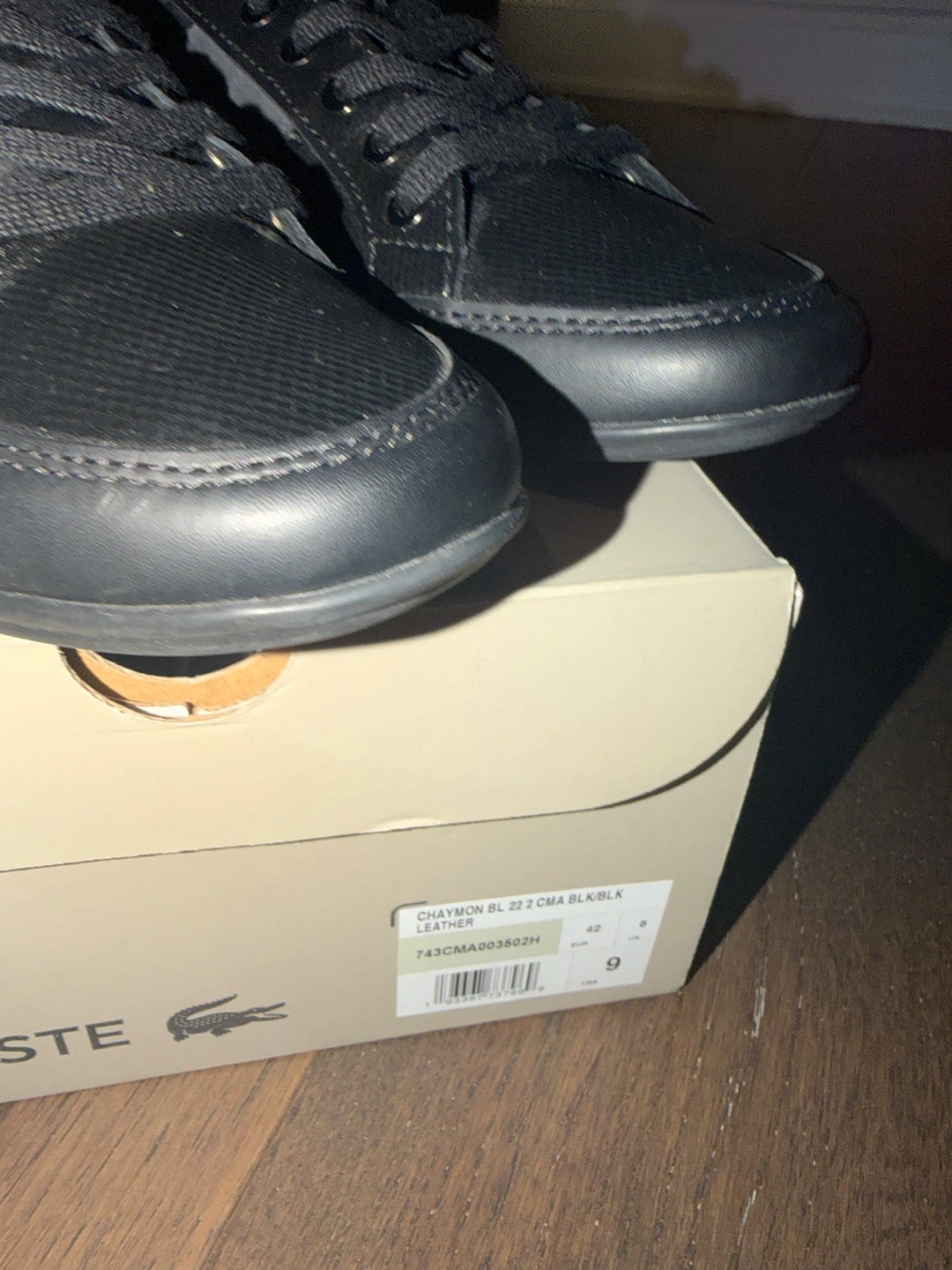Lacoste Chaymon BL 22 CMA Black Leather Sneakers Size 9 - photo 2