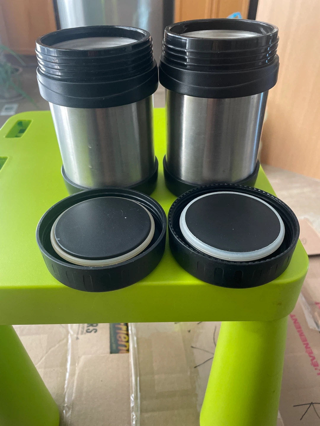 Set of 2 Stainless Steel Food Jars
