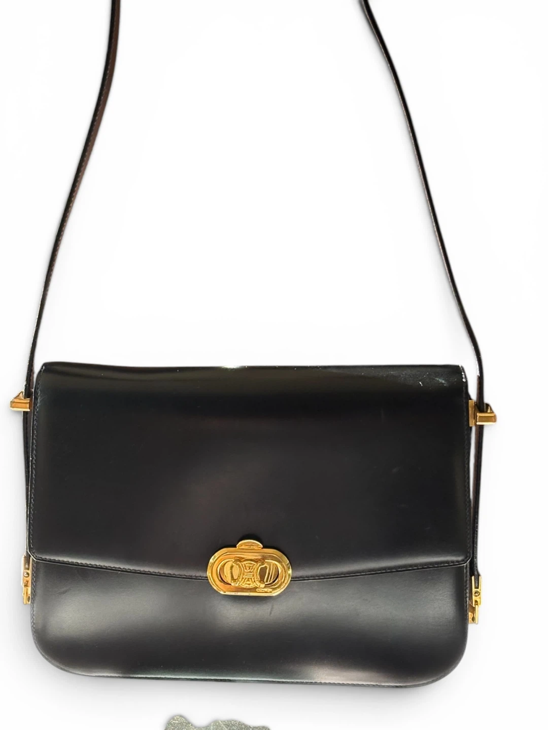Celine Black Leather Shoulder Bag