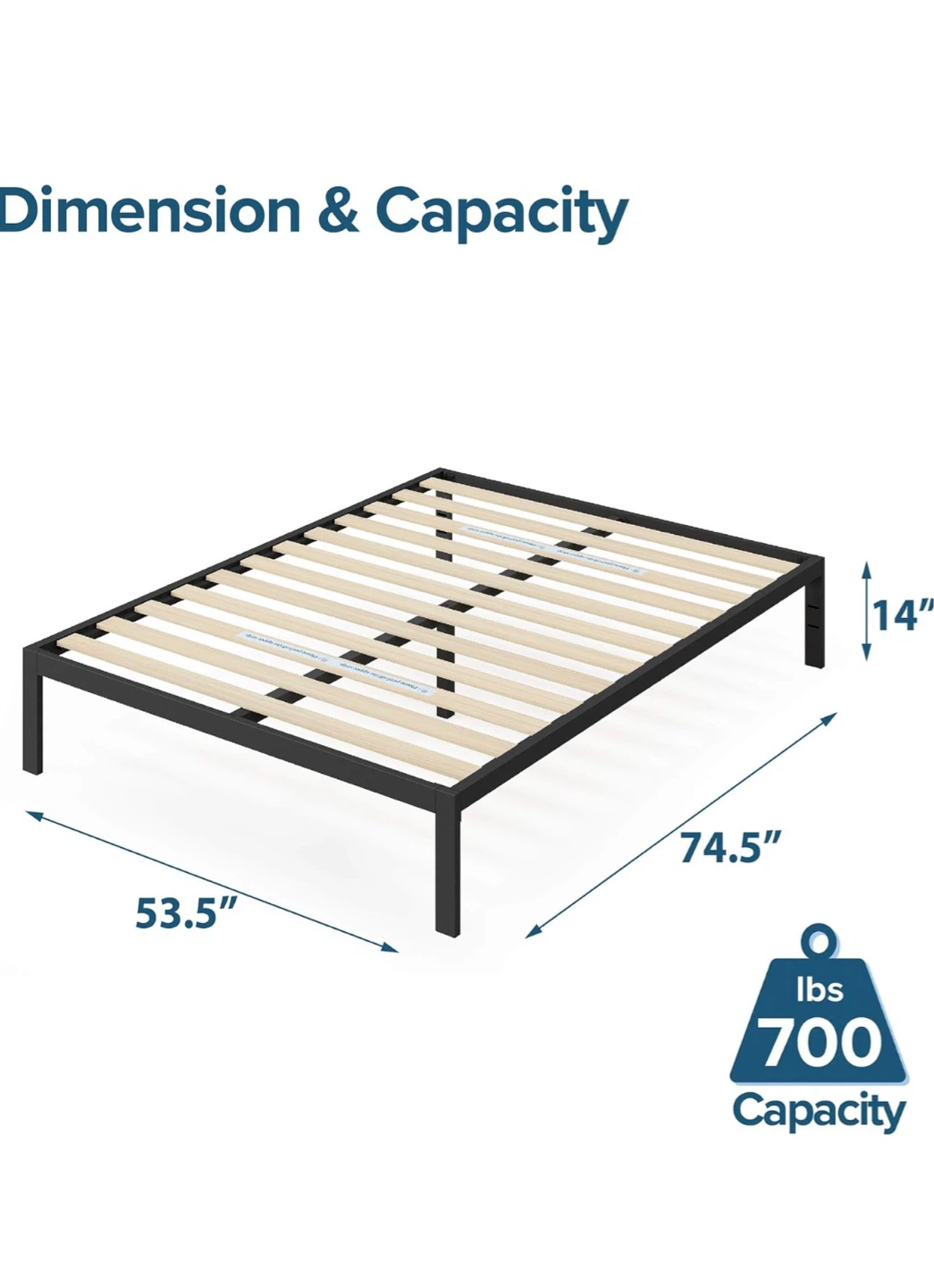 Bed Frame Platform with Wood Slats