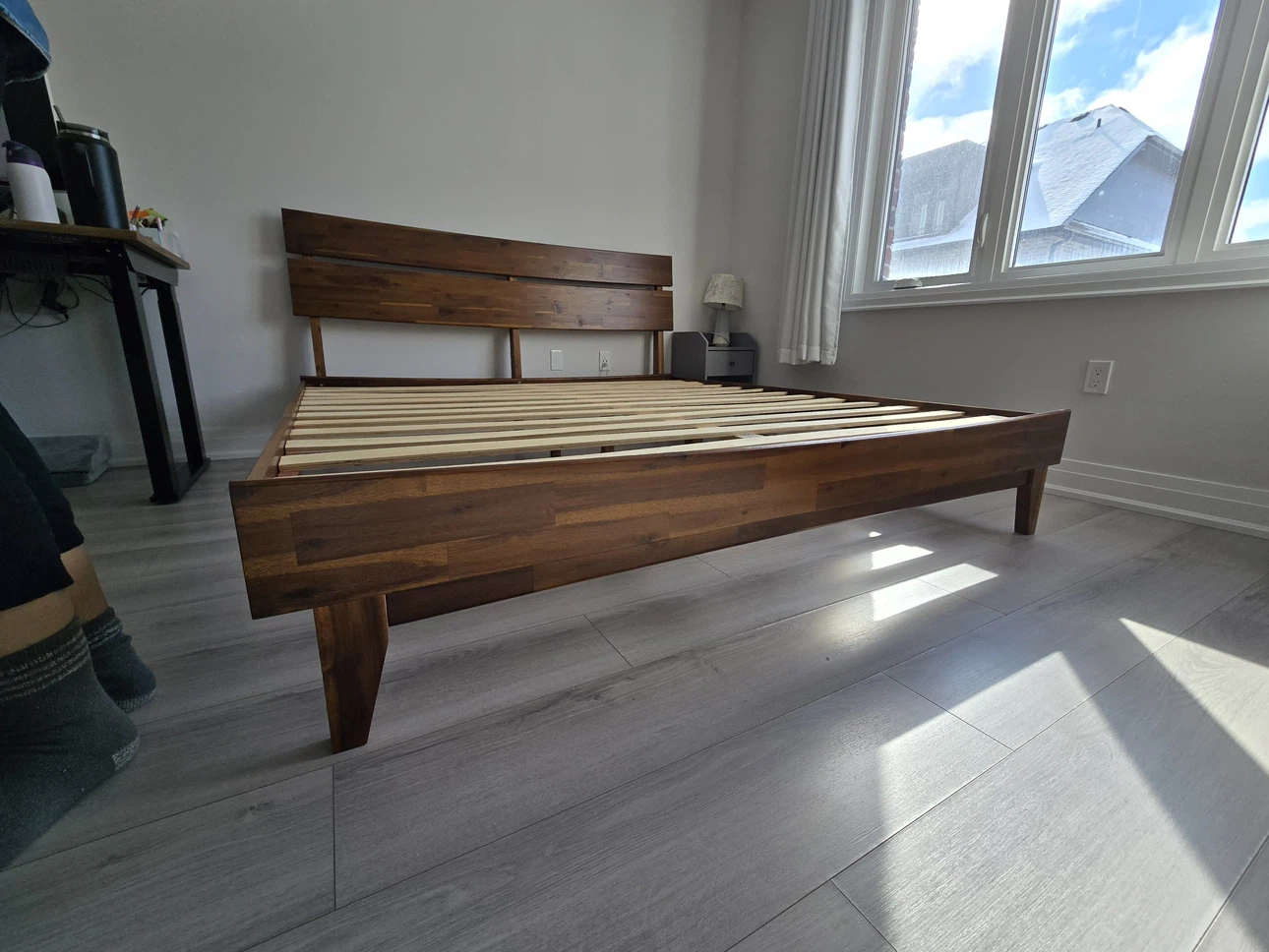 Acacia Solid Wood Platform Bed Frame - King - photo 2